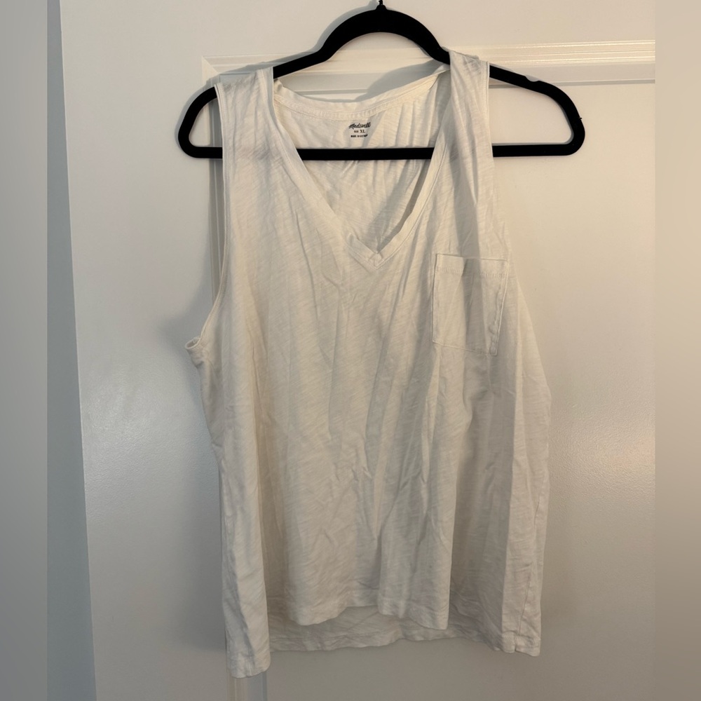 Madewell White V-Neck Tank Top